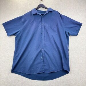 Croft & Barrow Mens XXL Blue Striped Button Front Shirt Short Sleeve Pocket